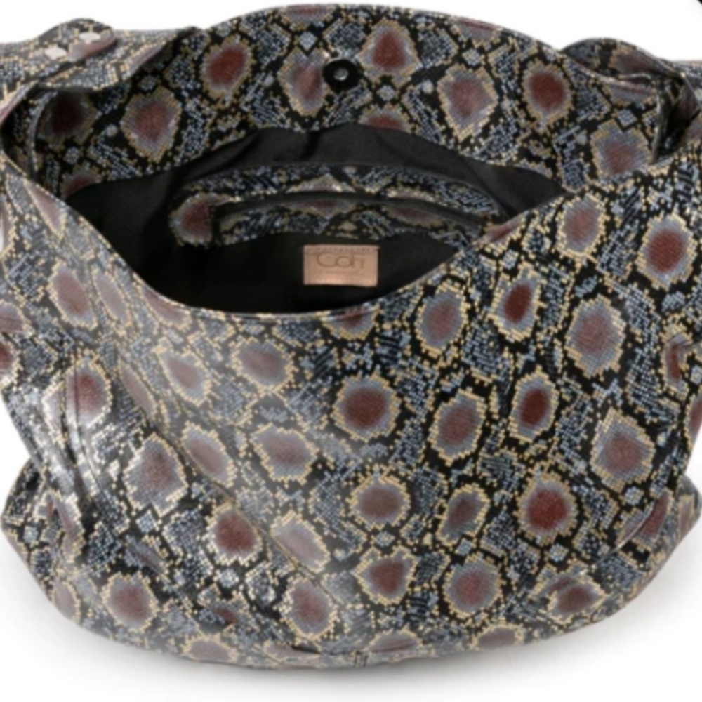 Cofi Diana leather snakeskin metallic gold peacock hobo tote bag lk new - Picture 4 of 8